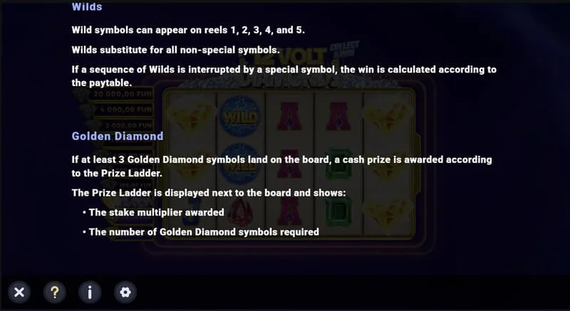 12 Volt Diamonds - set simbol Wild dan berbayar pada grid